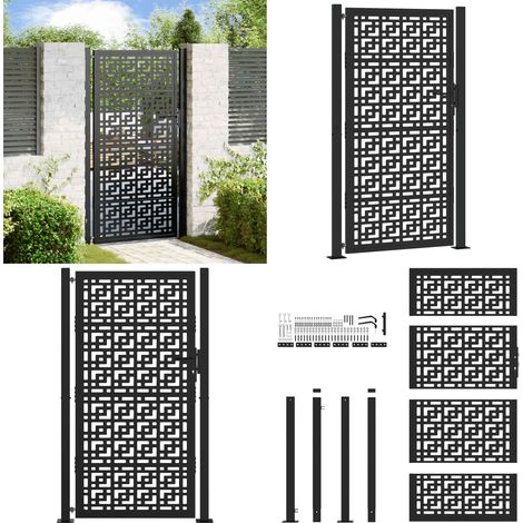 vidaXL Gartentor Schwarz 105x180 cm Stahl Kreuz-Design (1/5)