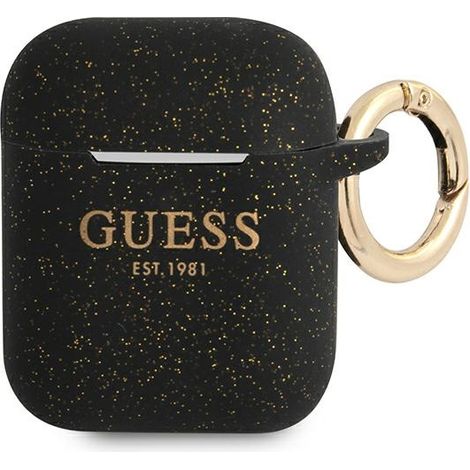 Guess GUA2SGGEK AirPods 1/2 Hülle schwarz/schwarz Silikon Glitzer (1/3)