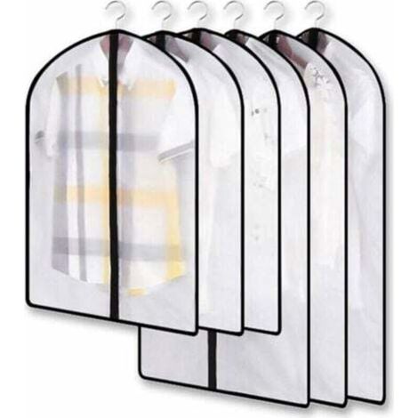 6 housses transparentes anti-mites, lot d’housses anti-mites, housses anti-poussière pour vêtements, idéales pour protéger les vêtements et les chemises dans une armoire