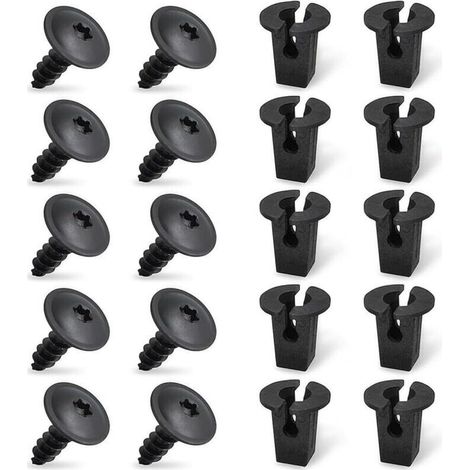 20 Pièces Ensemble de clips de fixation pour voiture Vis Tôle Pour Garde Vis Ailes Sous Le Capot Du Moteur Agrafes Carrosserie pour Pare-Chocs Porte de Voiture Fender Push Kit de Remplacement (1/5)