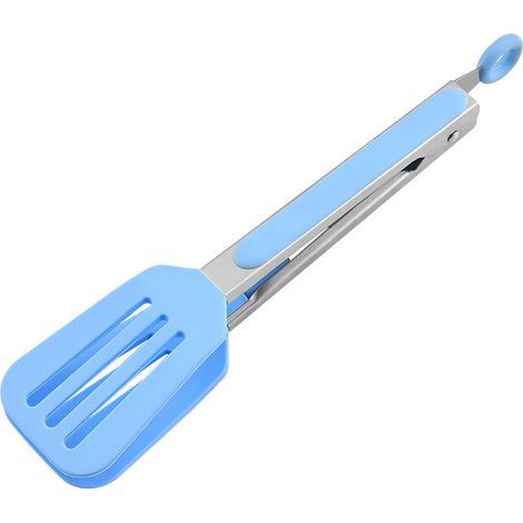 Pinzas De Cocina De Silicona MINKUROW De 26,5 Cm, Mangos De Acero Inoxidable, Clip Antiquemaduras Para Parrilla, Pan, Bistec, Candado Retráctil - Azul (1/5)