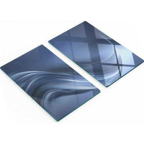 Due taglieri decorativi in vetro temperato grigio con motivo a onde, 2x30x52 cm (1/5)