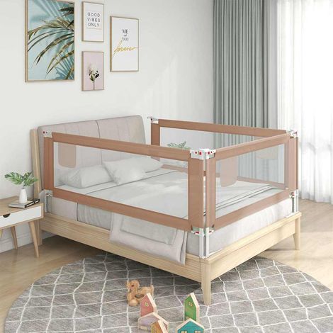 Vidaxl – Barrière de lit d'enfant taupe 200x25 cm – Tissu polyester lavable – Protection contre les chutes – Convient matelas 3-33 cm (1/5)