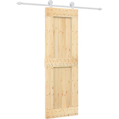 Sliding Door Natural and White 70 x 210 cm Solid Pine Wood vidaXL (1/5)