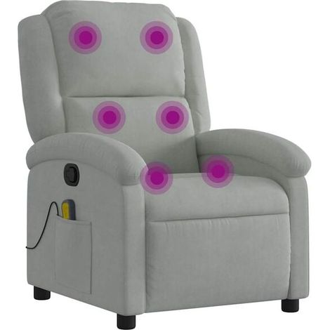 Chaise longue de massage en velours gris clair – Lit de relaxation ergonomique avec dossier inclinable et repose-pieds réglable (1/5)