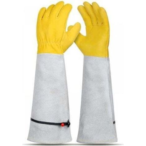 Schnittfeste Gartenhandschuhe, 43 cm, dornenfest für Gartenarbeiten, Arbeitshandschuhe aus Leder, Gartengeräte