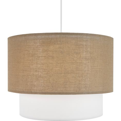 Suspension BELA en rotin et lin blanc Ø50 cm - Luminaire naturel et écoresponsable - Douille E27 (1/3)