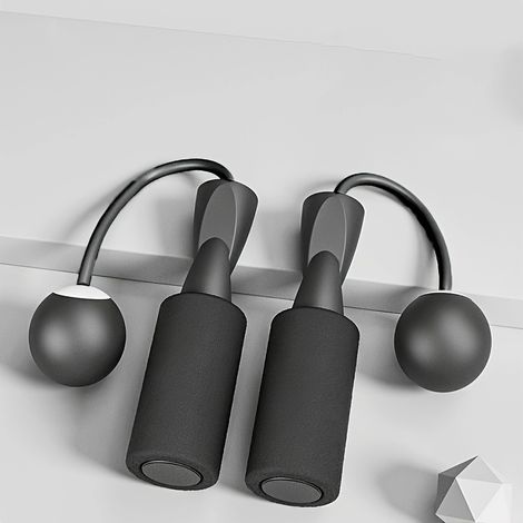 Corde à sauter sans fil (Modèle à boules lestées) — Câble en acier, roulements recouverts d'éponge
