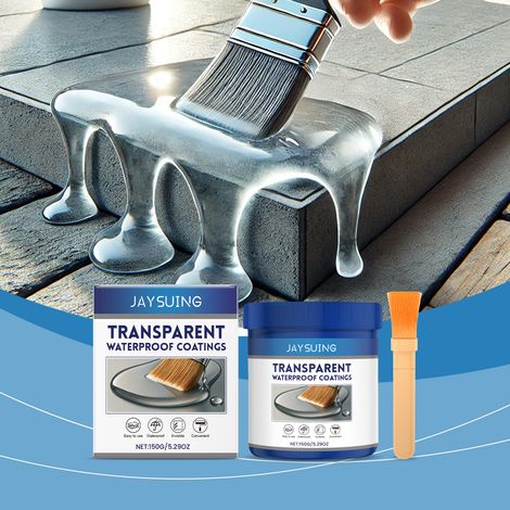 Revêtement extérieur transparent et imperméable, résistant aux intempéries et aux fissures, élastique, mastic, facile à appliquer – 150 g x 1 + pinceau x 1 (1/5)