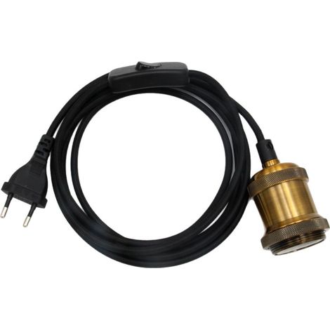 Douille E27 avec Interrupteur, Support Ampoule E27, 2M Câble Lampe à Suspension avec Prise, Douille Ampoule (1/4)