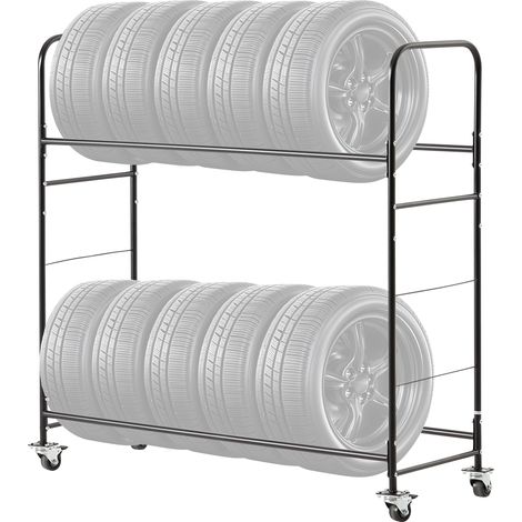 Mophorn Reifen-Rollregal, 2-Regalböden, robuster Reifenhalter aus Stahl, einstellbare Höhe, Schutzabdeckung, Rad, bietet Platz für 12 Reifen für die Garage