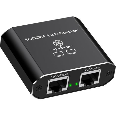 Commutateur Réseau RJ45 2 Ports - 1000Mbps - Aluminium - Splitter Ethernet Gigabit - PC TV Décodeur (1/5)
