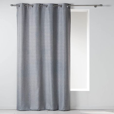 Rideau à 8 oeillets "Newton" en chambray - Gris - 140 x 260 cm - Livraison gratuite (1/4)