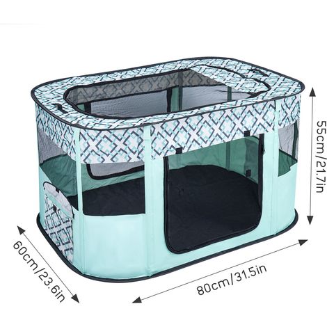 Youyijia Foldable Pet Playpen, Portable Dog Cat Playpen, Soft Portable Dog Crate, Outdoor/Indoor Exercise Kennel, Pop Up Dog Cage for Pets (Green, S: 70x55x45cm, 1) (1/5)