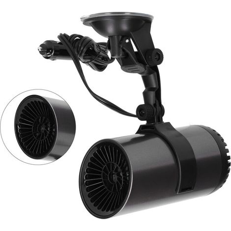 Car 2 en 1 ventilateur 150W 12vdc Portable Portable Defogger Plug et jouez avec un porte-ventoure rotatif à 360 °.