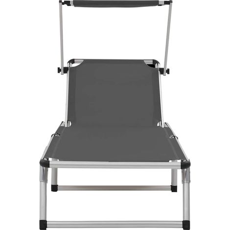 Maison Exclusive - Lettino Pieghevole con Tettuccio Alluminio e Textilene Grigio (1/5)