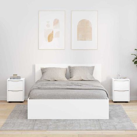 vidaXL Comodini 2 pcs Bianco 30,5 x 30 x 43 cm Legno multistrato (1/5)