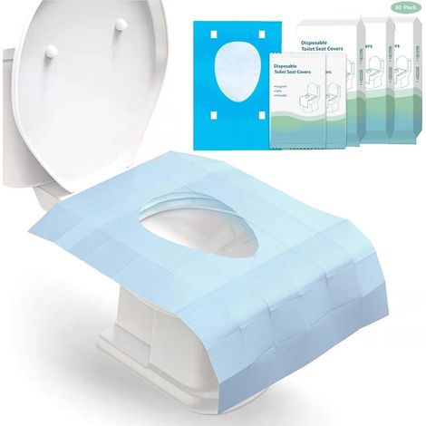 Protege Toilette Jetable, 30PCS Portable Protege WC Jetable, Protection Toilettes Jetables, Tapis de Toilette Jetable Emballage Individuel pour Enfants et Adultes (1/5)