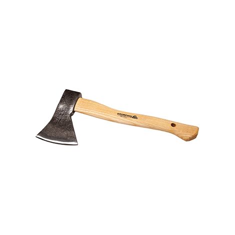 Accetta forgiata di alta qualità per lavori in foresta e giardino. Manico in frassino verniciato. Lunghezza: 380mm - Peso: 1080g.