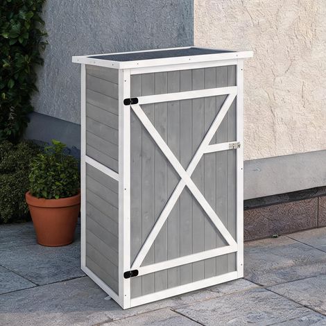Chariot de jardin cinzento en madeira de Abeto 76 x 56 x 115 cm (1/5)