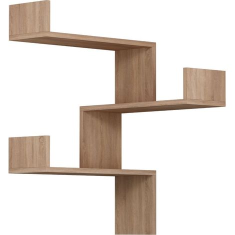 Calicosy – Étagère murale 100% mélaminé chêne – Dimensions 60x60x90 cm – Fixation murale – Design moderne et élégant (1/4)