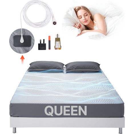 VEVOR Lenzuola di Messa a Terra, Cotone e Fibra deArgento Puro, Lenzuola con Angoli con Messa a Terra, con Cavo di Messa a Terra e Tester, Grigio, Queen Size 1525 x 2030 x 330,2 mm