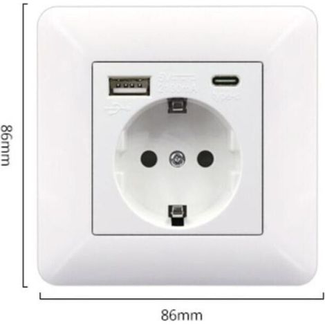 Prise murale USB Type C, port de charge, alimentation électrique domestique, prise standard UE AC 110-250 V 16 A (rose) (1/4)