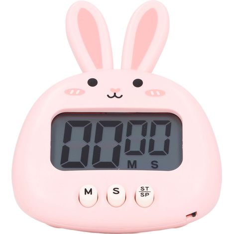 Tragbarer, leichter digitaler Timer mit rosa Hasenmotiv für die Küche