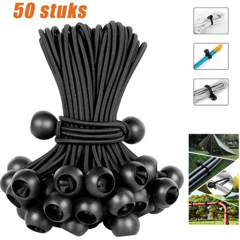 50 pezzi di corde elastiche con cuscinetti a sfera, corde elastiche con sfere, cinghie di tensione per teloni, robuste sfere per corde elastiche per fissare tende da sole, per uso esterno intensivo (1/5)