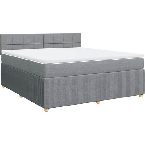 Maison Exclusive - Cama box spring con colchón tela gris claro 18