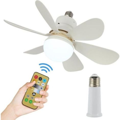 Deckenventilator mit Licht – E27, dimmbar, 30 W, 3 Geschwindigkeitsstufen, Fernbedienung mit Timer – Weiß (1/5)