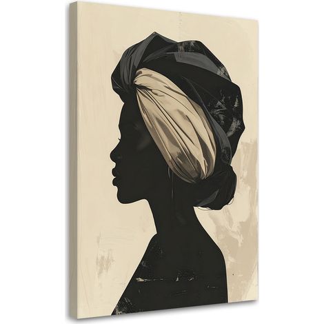Quadro su tela, Profilo di una donna con turbante - 70x100 (1/2)