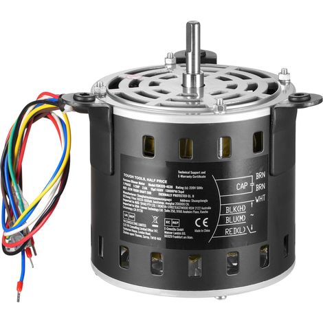 Mophorn 1/2 PS Ofengebläsemotor – 220 V, 2,6 A, 1300 U/min, 3 Geschwindigkeiten. 10 mm Wellendurchmesser, 20 mm Wellenlänge, ROT. CCW vom Wellenende. Enthält CBB60 15 μF/450 V Kondensator (1/5)