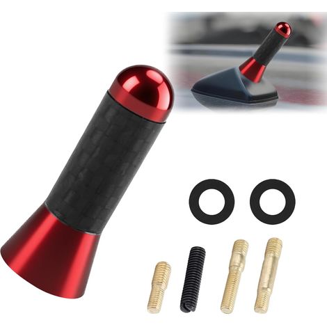 Antenne Courte pour Voiture,Mini-antenne Courte AM/FM de 3,5 cm, Petite antenne courte de Remplacement pour Toit de Voiture, Mini-antennes à Visser pour réception AM/FM (Rouge) (1/5)