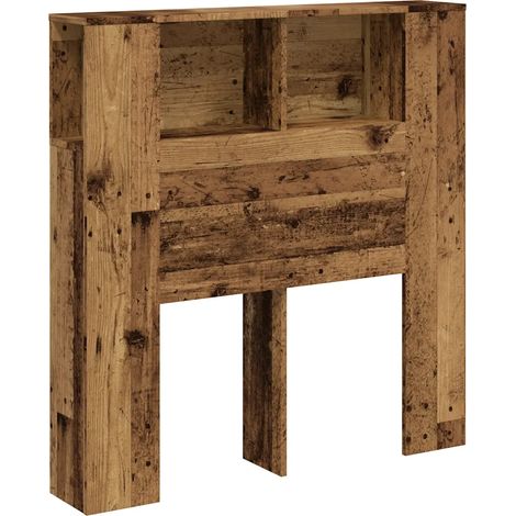 Armadio per testata letto di design contemporaneo con 4 scomparti 100 x 18,5 x 102,5 cm in legno multistrato legno vecchio 020050964