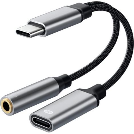 Adaptador de audio y carga USB tipo C - Convertidor 2 en 1 - Carga rápida de 60 W - Compatible con control remoto - Para juegos/música - Compatible con teléfonos Android (1/4)