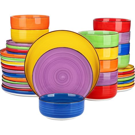 Juego de vajilla de cerámica de 36 piezas, diseño elegante, servicio completo para varias personas. (1/2)