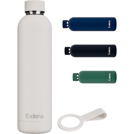 Edelstahl Thermosflasche 1l mit Silikongriff, 24h Kühl-/12h Warmhaltefunktion, Auslaufsicher