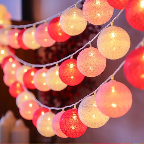 Guirlande Lumineuse LED 10 Lumières Boule Rose 2M à Piles Clignotante pour Noël Décoration (1/5)