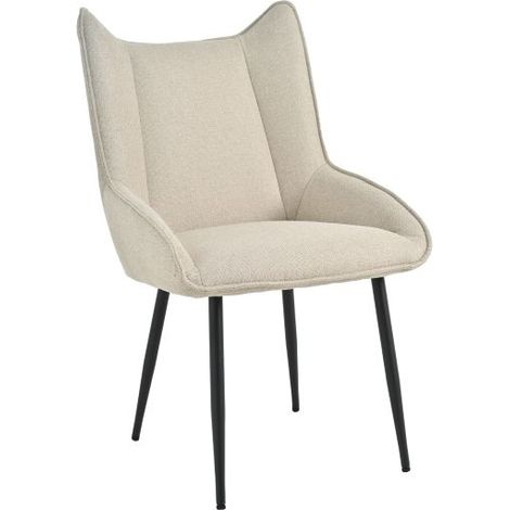 Bon Furni Tela Silla de comedor Beige, Set de 1 , ergonómica con reposabrazos, transpirable y fácil de limpiar (1/5)