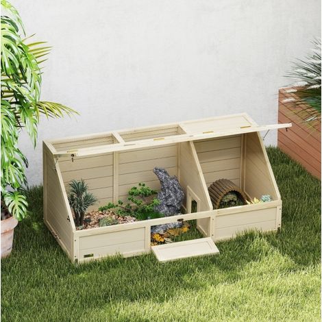 Tortengehege für den Außenbereich ohne Boden 120 x 55 x 50 cm aus Naturholz HAVRYA (1/3)