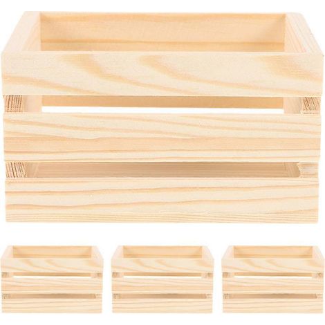 Lot de 4 caisses miniatures en bois compatibles avec les accessoires de rangement pour cuisine de maison de poupée (1/5)