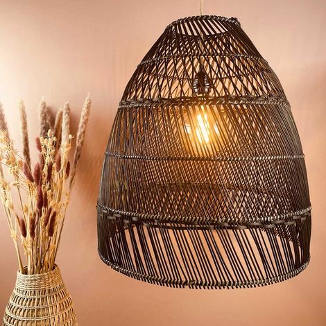 Abat jour pour Lampe en Rotin Noir Modèle Laura - dispo en 3 (1/3)