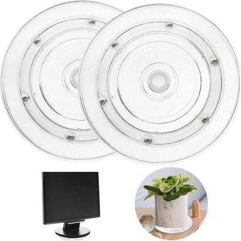 2 Pièces Plateau Tournant, 15cm Plateau Tournant Universel à 360° Supporte, Transrent Plateau Pivotant Rond Plateau Tournant Manuel avec Roulements à Billes en Acier pour TV Ordinateur Artisa (1/4)