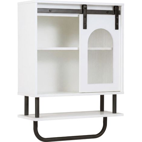 Mueble de baño de pared con toallero, blanco