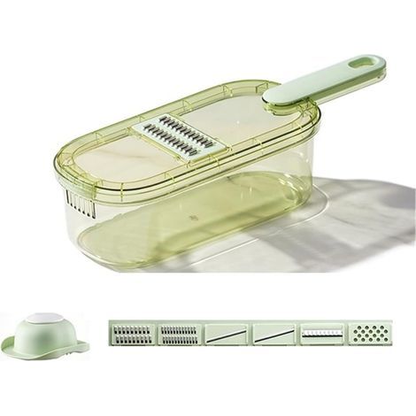 Coupe-légumes Hachoir à légumes multifonctionnel Broyeurs avec panier Hachoir à pommes de terre à fruits Râpe à carottes Trancheuse,Gadgets de cuisine(Color :Transparent 6 Blades) (1/5)