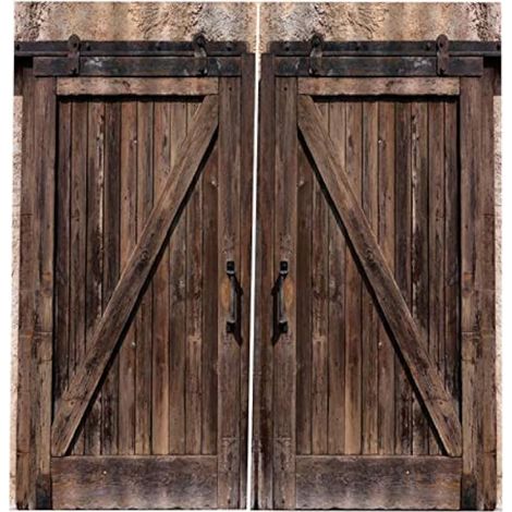 Rideaux occultants rustiques style ferme, motif porte de garage en bois antique, tissu décoratif, occultation totale, imprimé pour salon et chambre (170200cm) (1/5)