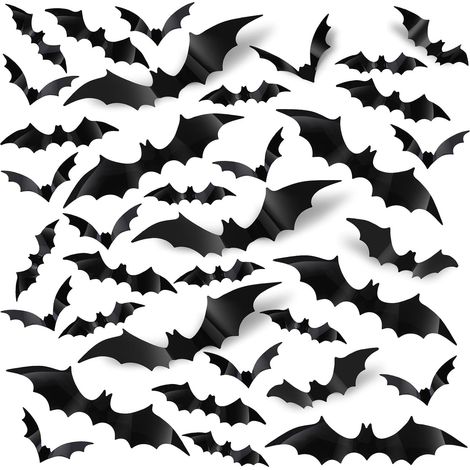 Set of 140 decorative 3D PVC bats for Halloween (5 sizes) (1/5)