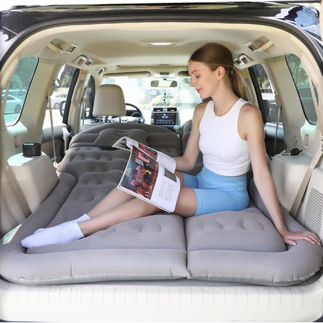 SUV Air Mattress Car Bed Inflatable Matelas pour Le siège arrière du Camion - Matelas d'air Pliable Lit d'air Portable pour la Maison, la Tente, Le Camping et Le Voyage - Gris Clair
