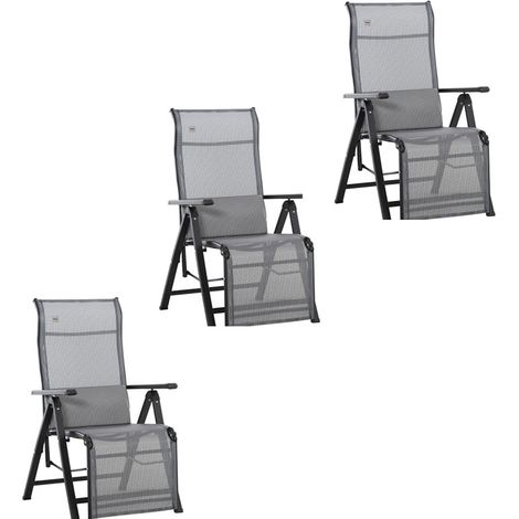 3er-Set sonnenliege klappbar Gartenliege mit Kissen Schwerelosigkeit Liegestuhl mit 9-Fach verstellbare Rückenlehne Gartenstuhl bis 150 kg belastbar, für Garten Urlaub Outdoor Strand, Schwarz+Grau